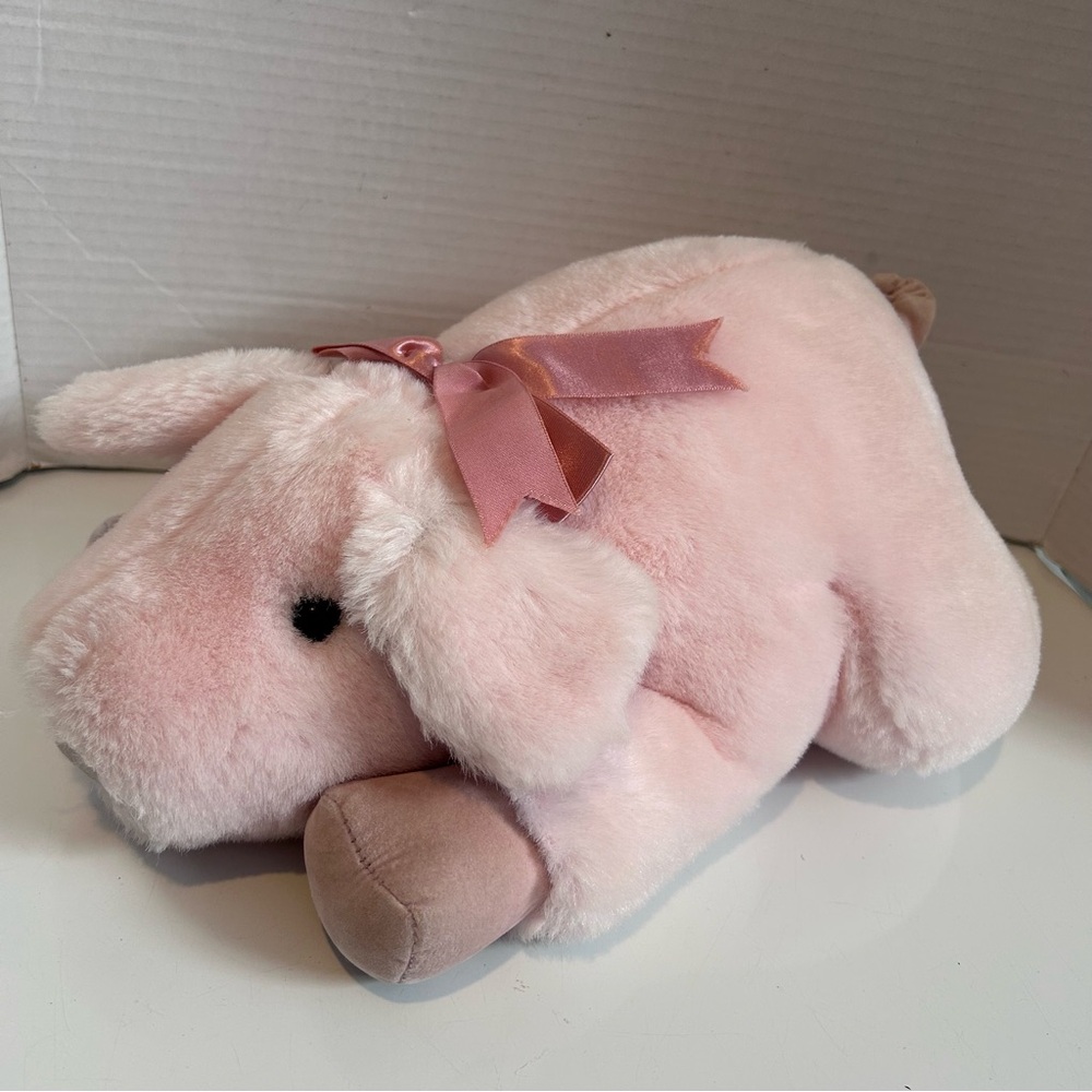Vintage 1986 North American Bear Co. Pigaboo Plush Pink Pig Lying Down 14”